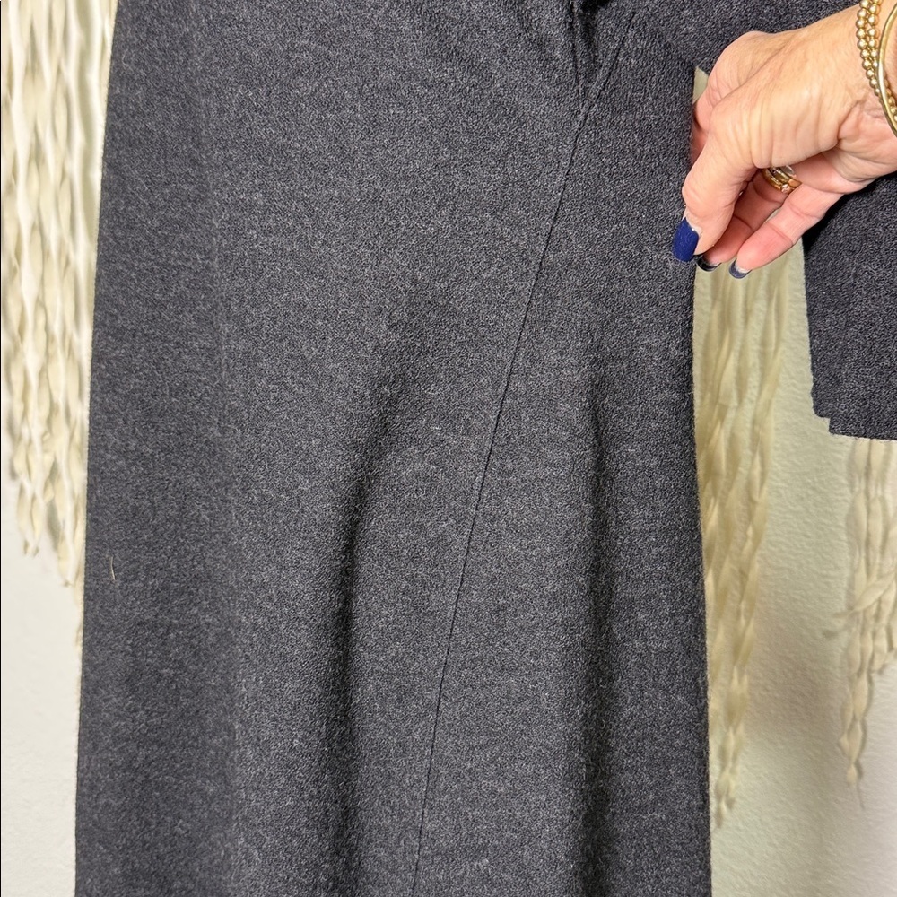 Eileen Fisher Wool Charcoal Gray Quarter Sleeve Midi Length Dress M - Picture 4 of 10
